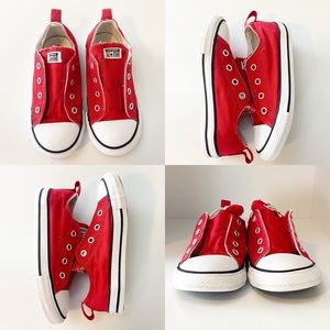 Girl’s Converse Red Chuck Taylor All Star Simple Slip on 10